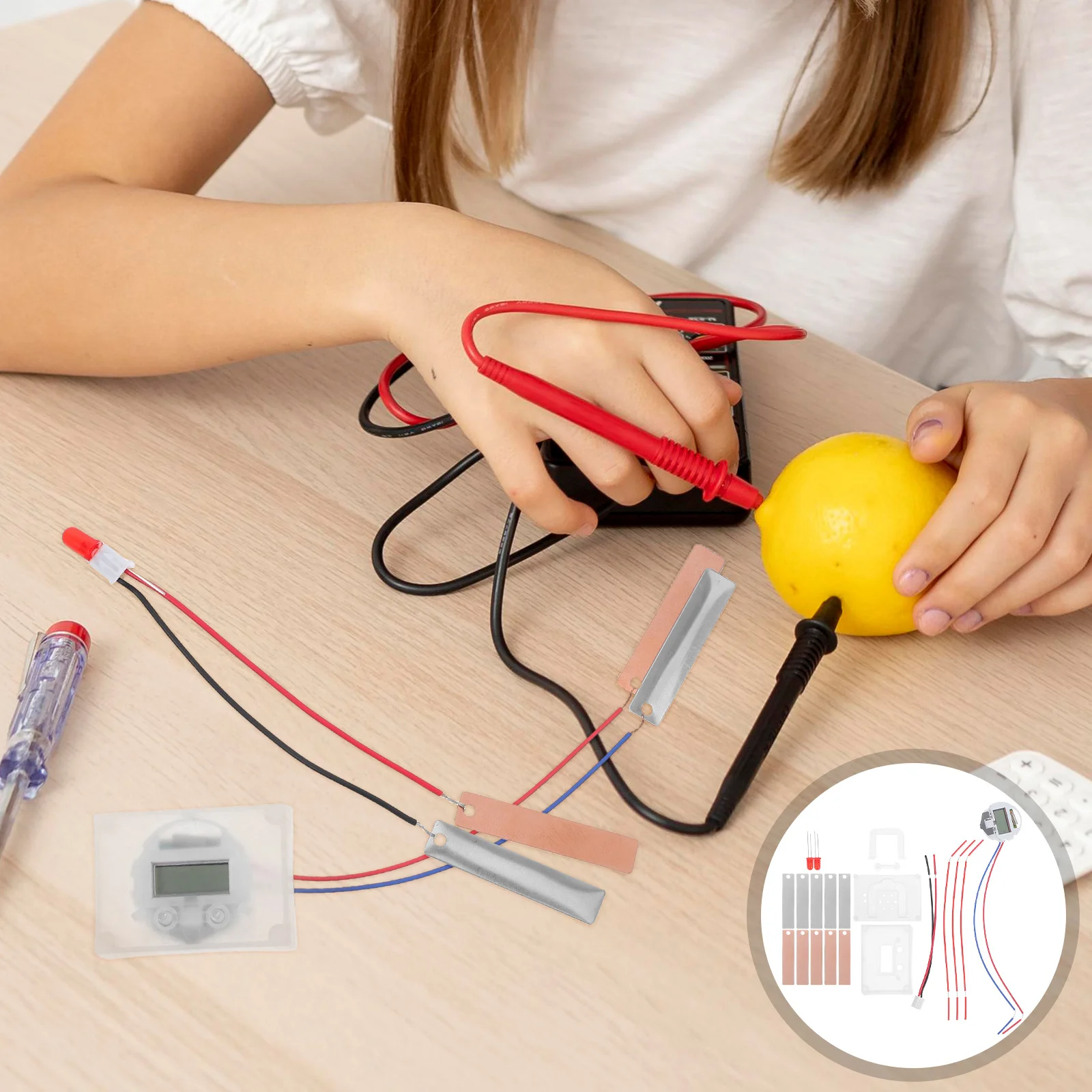 

1Set Fruit Experiment Kit for Students DIY Electricity Science Project with Clock Hands-on Activity Home