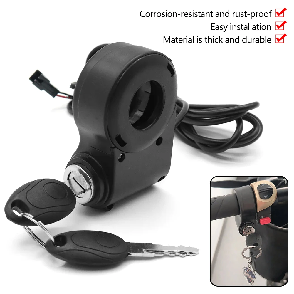 Cerradura de Encendido para Scooter Eléctrico, Cilindro de Bloqueo con Llave y Cerradura de Ignición para Bicicleta Eléctrica, Núcleo de Repuesto Antirrobo, Duradero