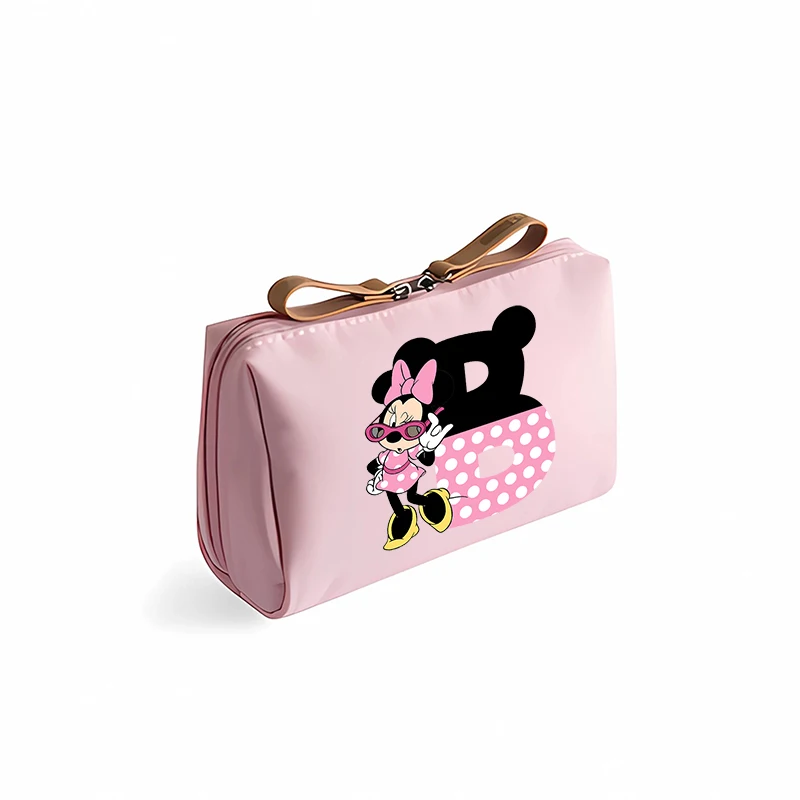 Minnie Mickey Mouse Disney Cosmetic Bag for Women Cartoon Storage Pouch Travel Portable Toiletry Bags Outdoor Makeup HandBag