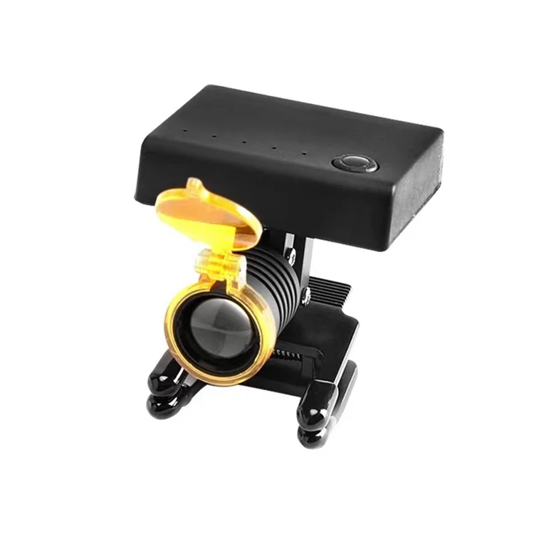 Wireless LED Headlight for Dental Binocular Magnifier Powerful 3W Head Lamp with Glasses Clip Yellow Filter Lithium Battery