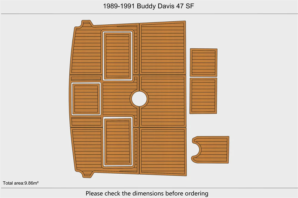 Eva foam Fuax teak seadek marine floor For 1989-1991 Buddy Davis 47 SF Cockpit 1/4