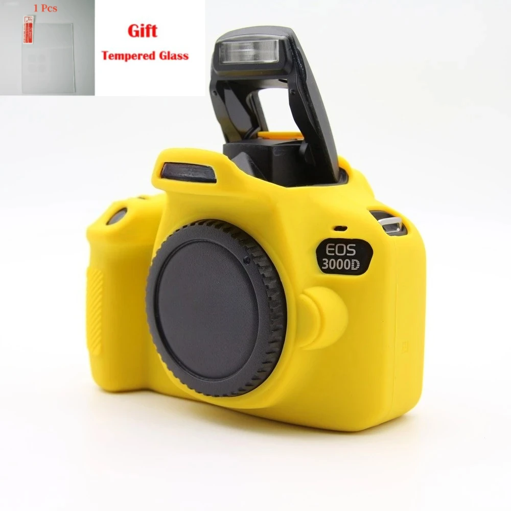 

For Canon 3000D 4000D silicone cover, micro-single camera photography protective soft case cover + free tempered film