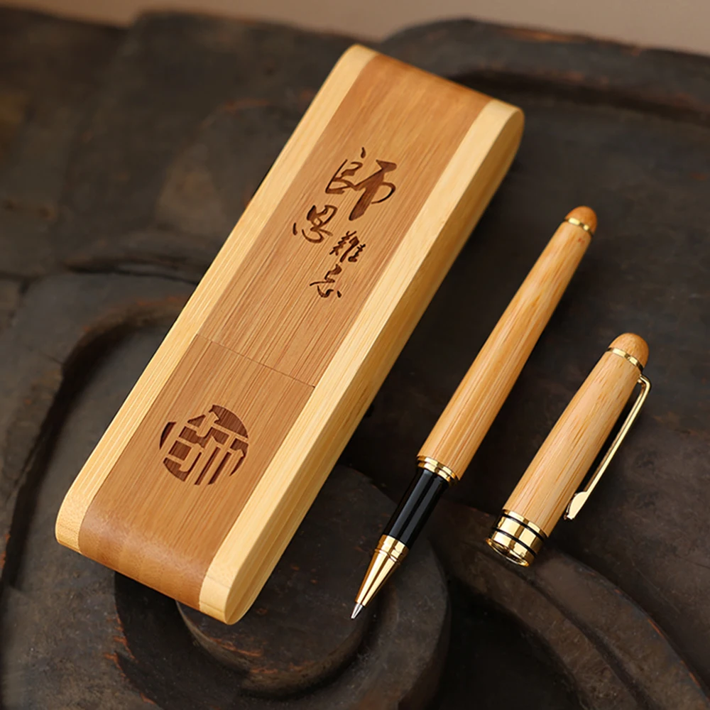 Customized Bamboo Signature Pen Gift Box.