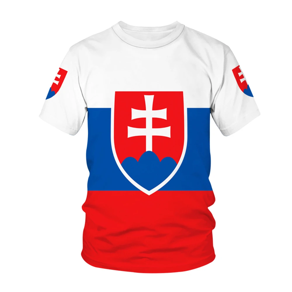 Slovakia Flag Same Pattern T-shirt Men's Hot New Summer Women's Short-sleeved T-shirt Top Shirt Children's 3D