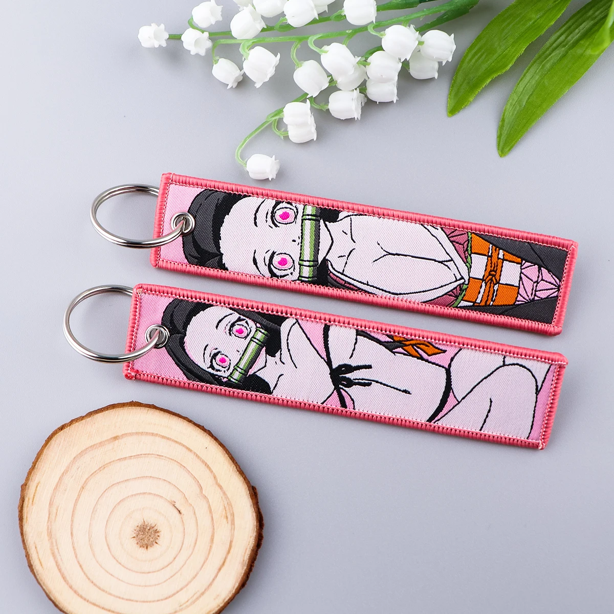 Anime Girls Keychain Jet Tag Embroidery Genshin Key Holders for Cars Motorcycles Backpack Accessories Keyrings Gifts 1PCS