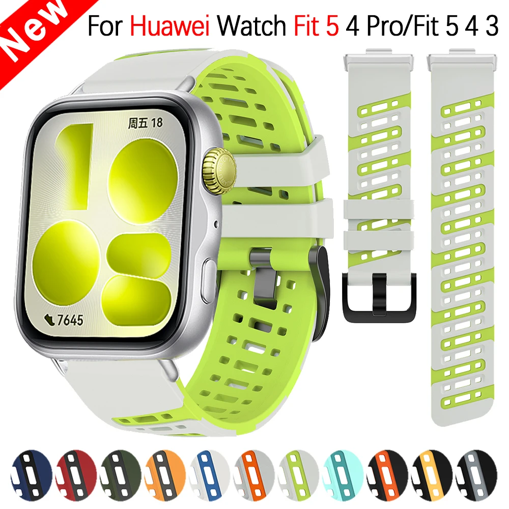 Smartwatch Sport Band for Huawei WATCH Fit 5 Fit5 Pro Fit 4Pro Fit4 Fit3 Bracelet Silicone Soft Wristband Two-Tone Replace Strap