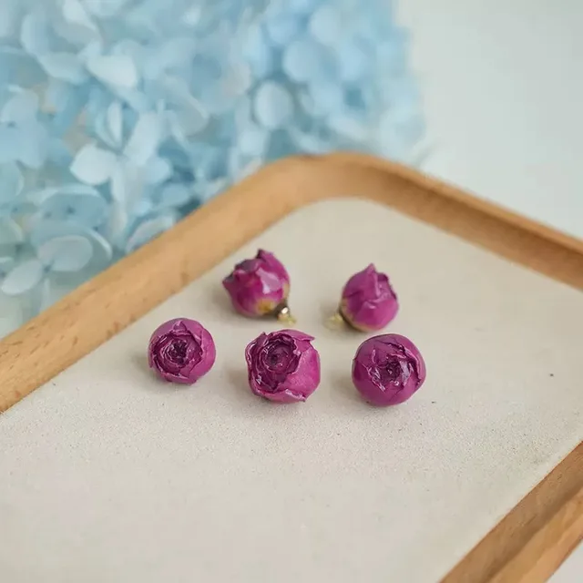 Epoxy Rose Earrings, Dried Flower Accessories, Semi-Finished Flowers, Handmade Resin DIY Materials 4