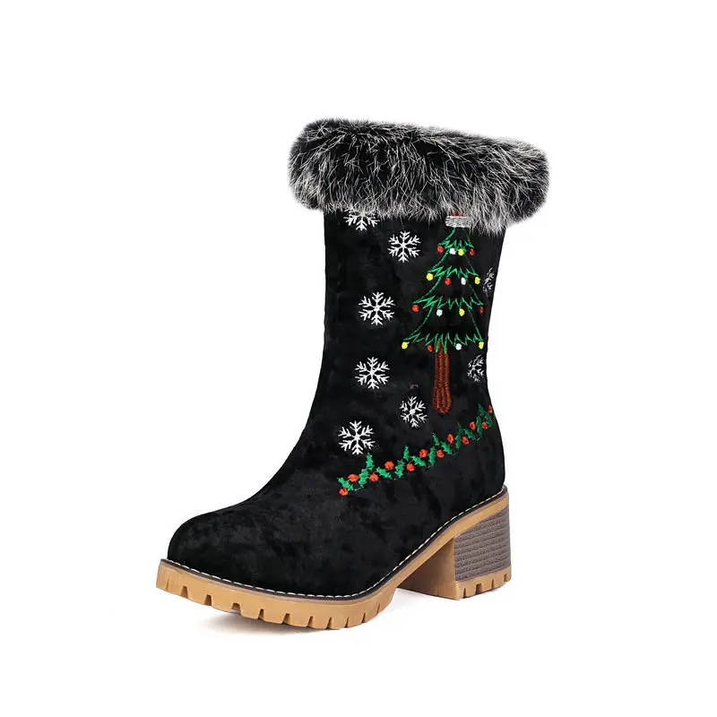 

Sweet Winter Snow Ankle Boots Female's Shoes Ethnic Style Embroidered Short Booties Ladies Warm Antiquity Pink Shoes Women 2024