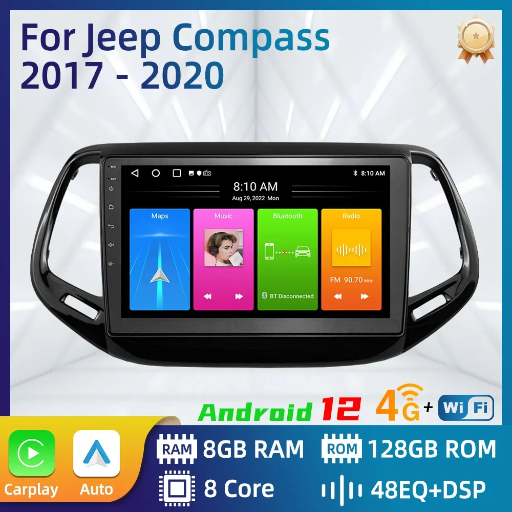 

Car Radio for Jeep Compass 2017 - 2020 2 Din Android Stereo Multimedia Player GPS Navigation Carplay Autoradio Touch Head Unit