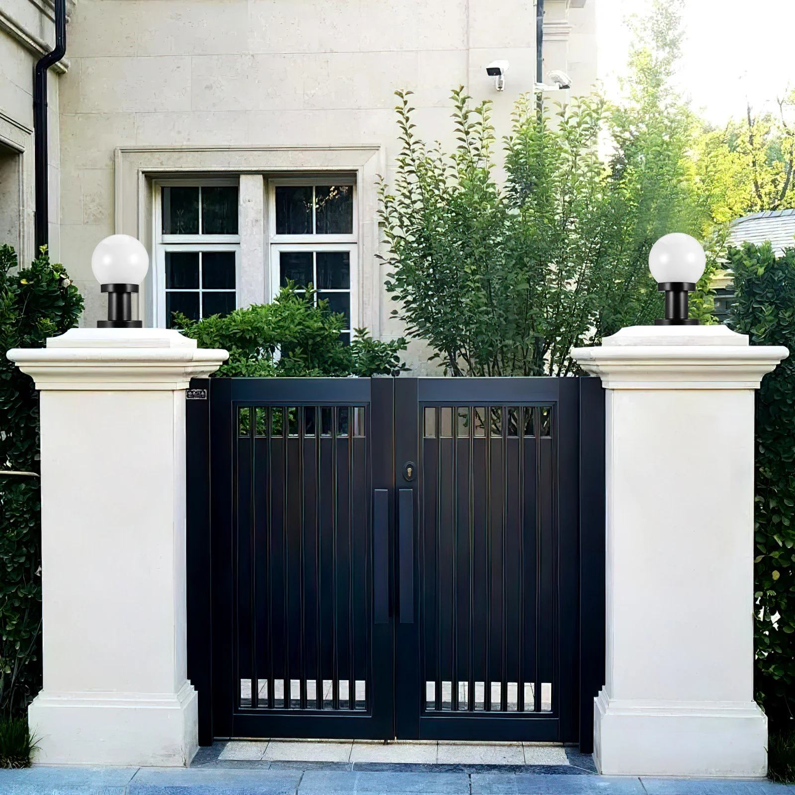 

Outdoor Post Lamp Round Globe Acrylic Cover 15cm Modern Design Deck Yard Light Fixture Patio Outdoor Lighting Post Light