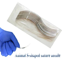 10PCS/bag Animal Pet Or Farming Vet Curved Needle S-shaped Suture Needle Forensic Expertise Autopsy Angle Needle Clinic Supplies