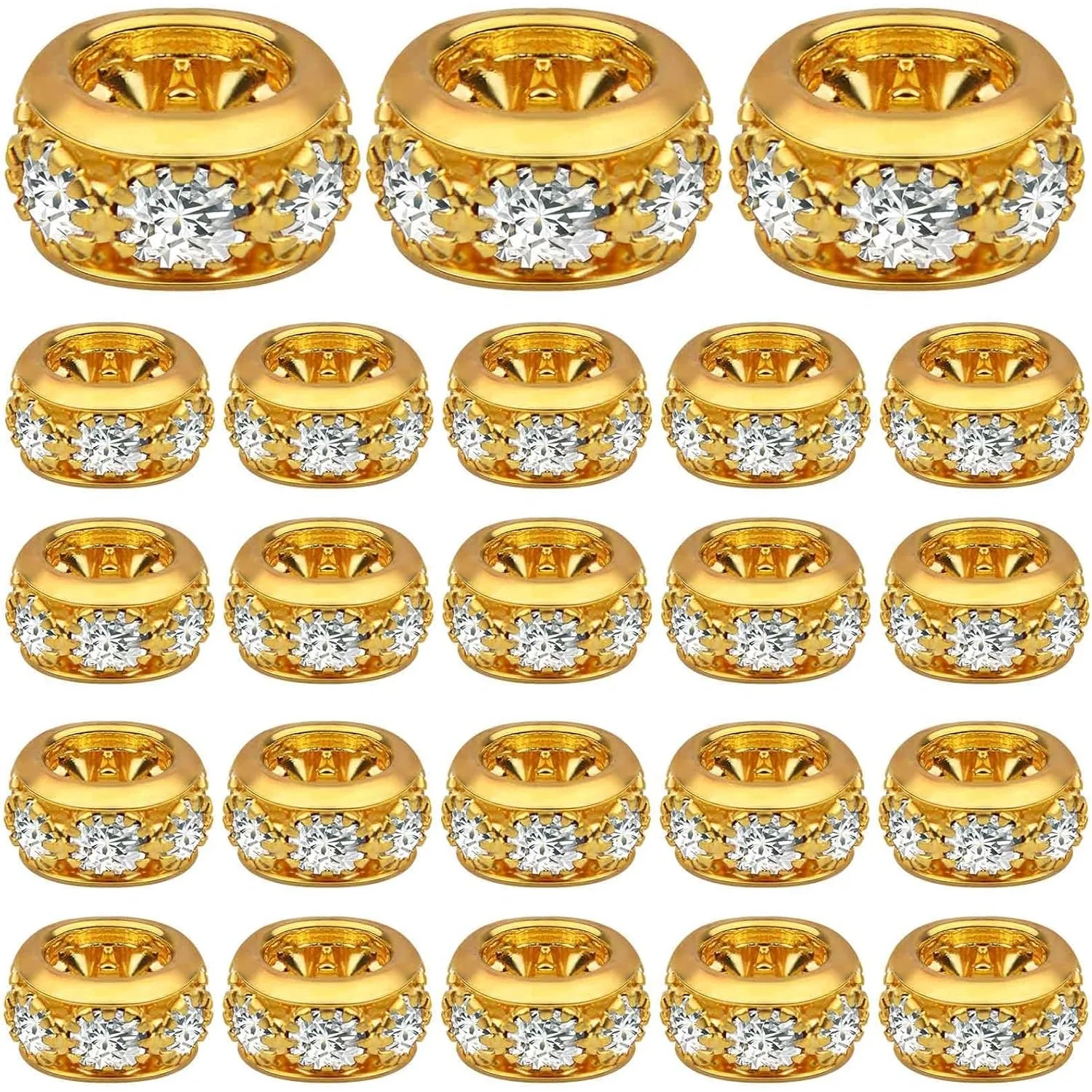 

40 шт., бусины-разделители Rondelle, европейские бусины с большими отверстиями, свободные очаровательные бусины для DIY браслета, ожерелья, змеиная цепочка, изготовление ювелирных изделий