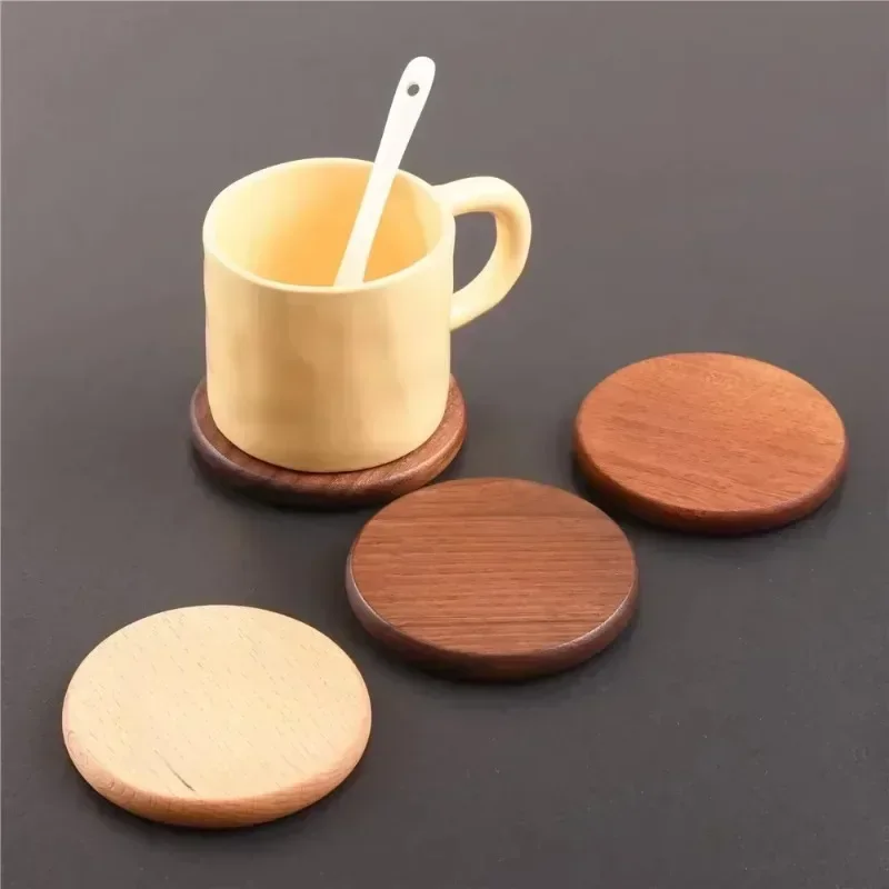 1PCS Wood Placemats Coasters Tea Coffee Cup Pad Decor Durable Heat Resistant Square Round Drink Mat Bowl Teapot Holder 8.8cm