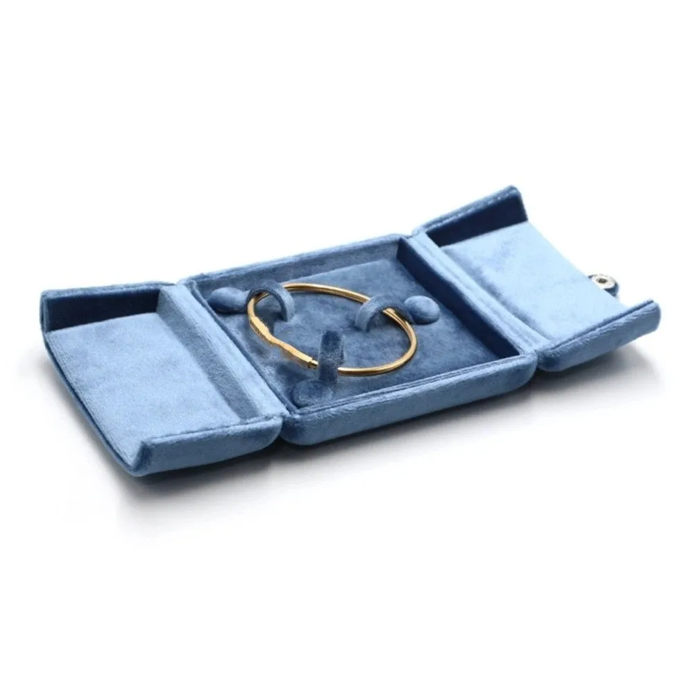 Velvet Necklace Storage Box Double Door Solid Color Necklace Holder Multi-functional Jewelry Display Box Jewelry Organizer