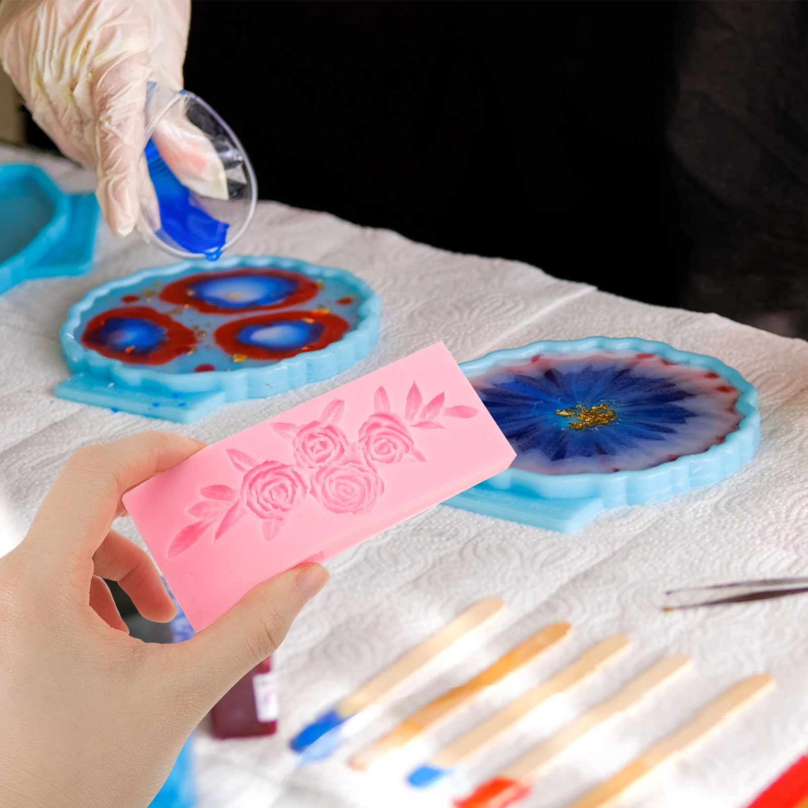 

Silicone Rose Mold 3D Floral Resin Casting DIY Decor Mold for Crafts Baking Chocolate Making Non Stick Flexible Reusable