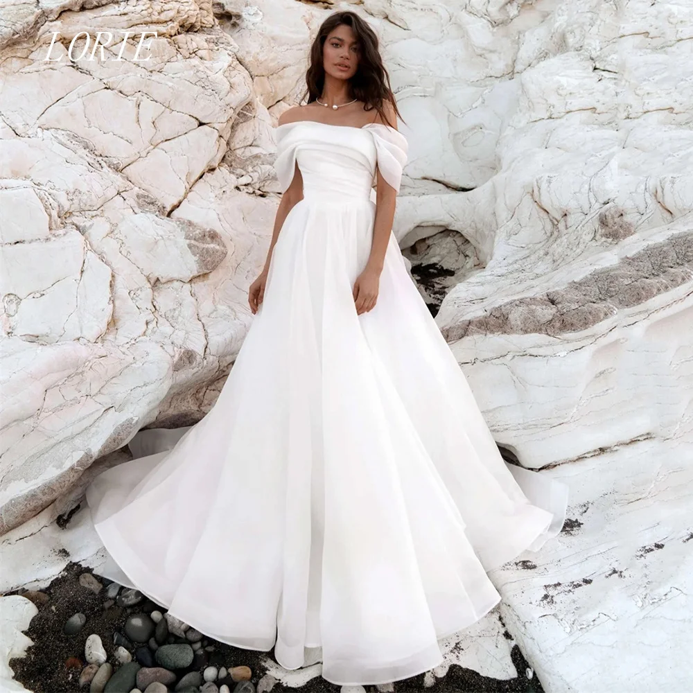 

LORIE Luxury A Line Wedding Dress Illusion Off The Shoulder Bridal Dresses Light And Ethereal Pleat Wedding Gown Customized 2026