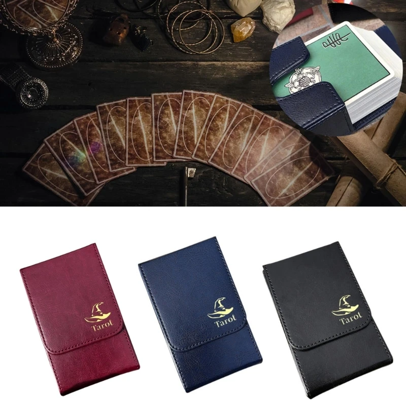 A1A2 PU Leather Tarot untuk Koleksi Kontainer Kasing Kapasitas Besar Kartu Kotak Kotak Game Board Cards Lengan Pemegang Kartu