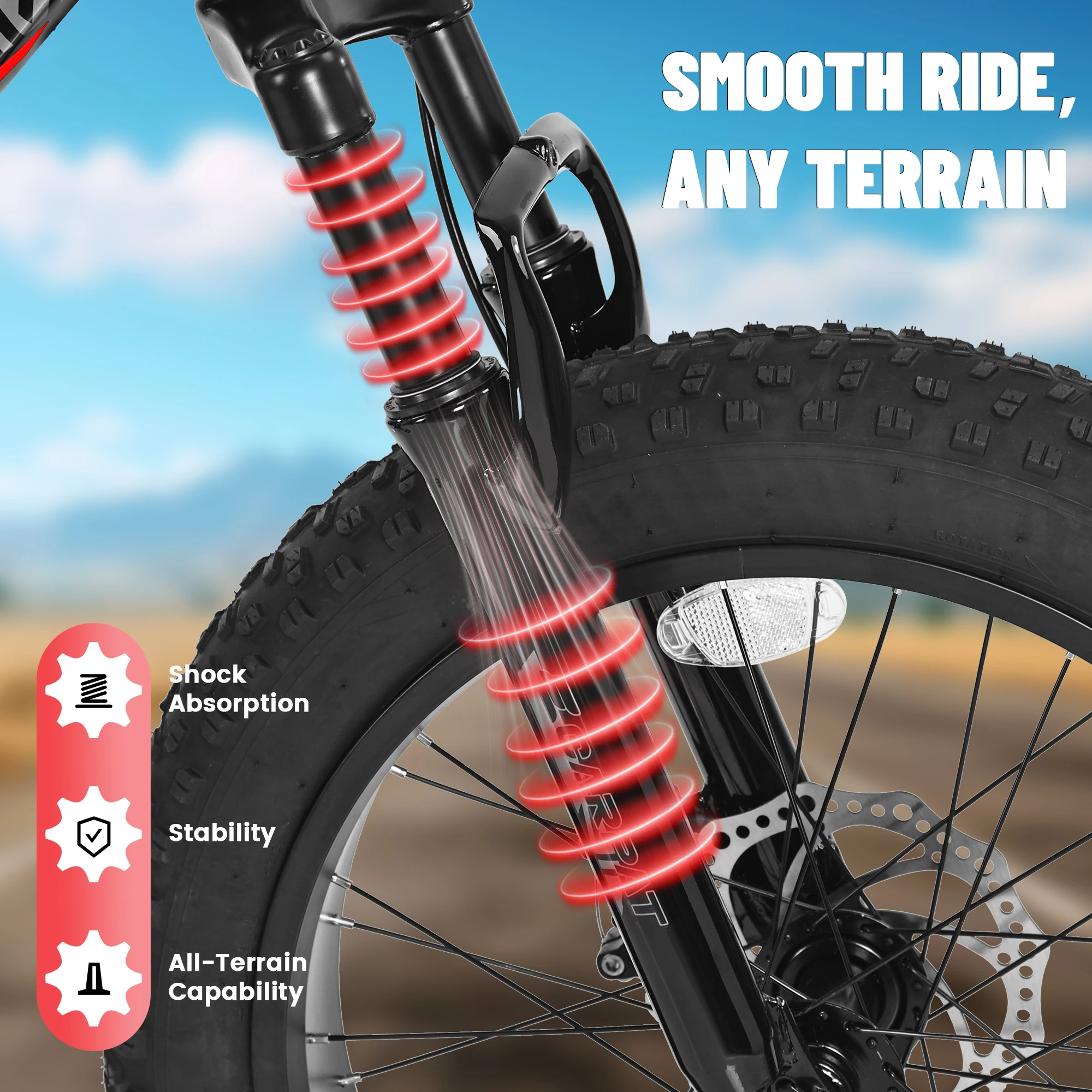 Ecarpat 20 x 4.0 Inch Tire Kids\' Bike, Wide Fat Tire Mountain Bike, 7 Speed for Boys Girls Children Kids\' Bicycles, Steel Frame