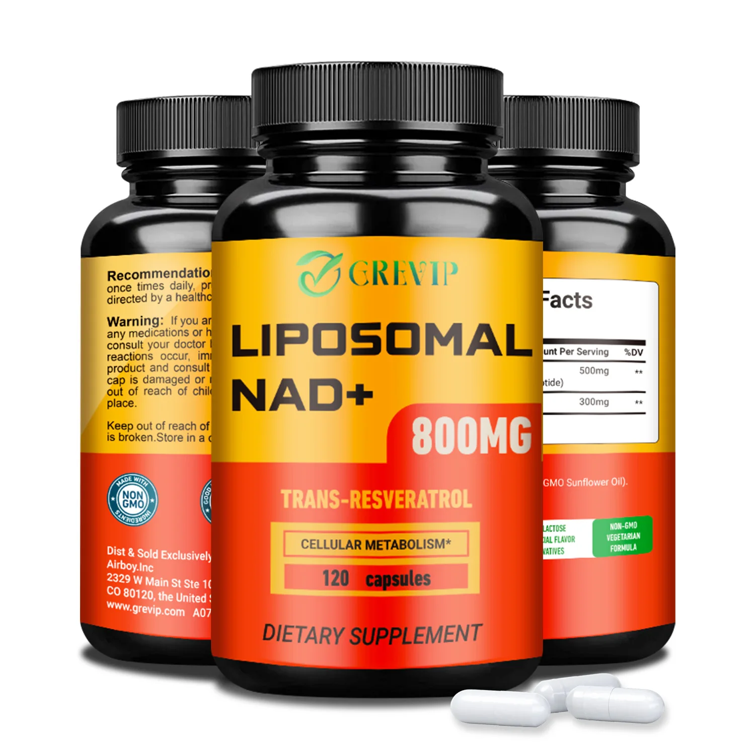 Liposomal NAD+ - with Trans-Resveratrol, Antioxidant, for Cellular Energy, DNA Repair, Immune Health Support