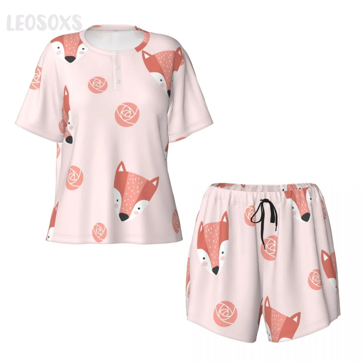 

Summer Women Sleep Lounge Pajama The Fox and the Rose Short-Sleeved Sets Sleepwear