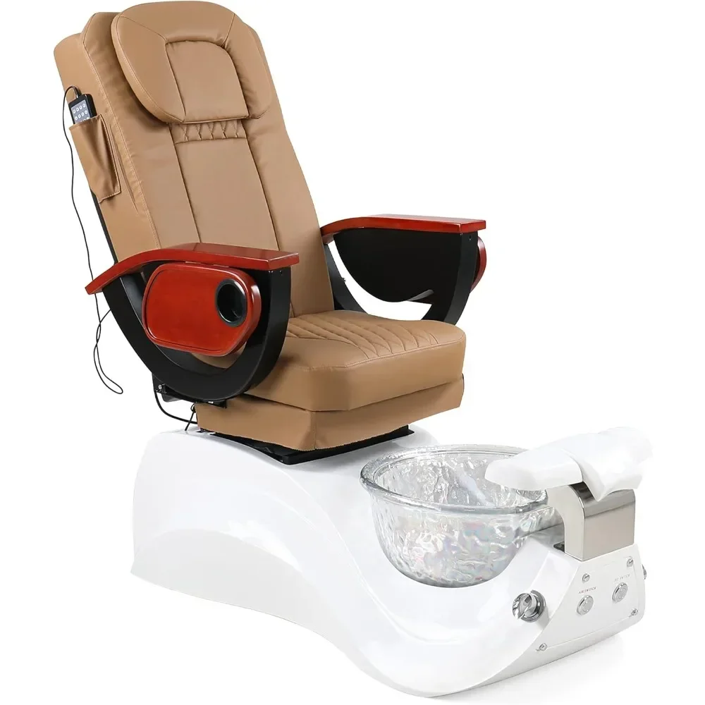 Massage Pedicure Chair with Foot Spa Electric Multifunctional Back Massage Chair with Glass Pedicure Tub Discharge Pump