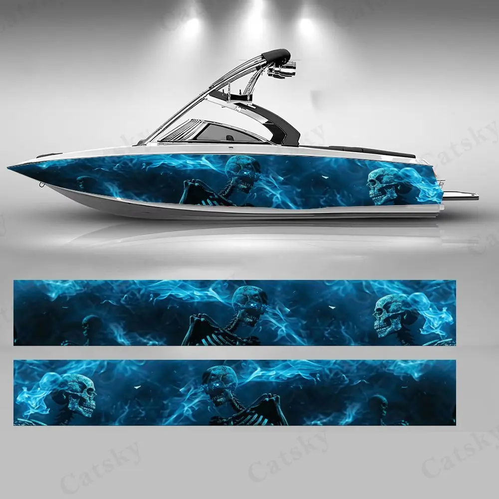 

Ghostly Blue Nether Bones Boat sticker vinyl ship pontoon deck Boat fishing decorative pontoon boats decal