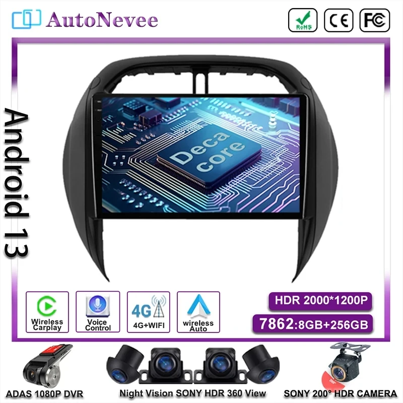 Android 14 For TOYOTA RAV4 2003 2004 2005 Multimedia Stereo Head Unit Car Player GPS Auto Radio Navigation No 2din DVD Dash Cam