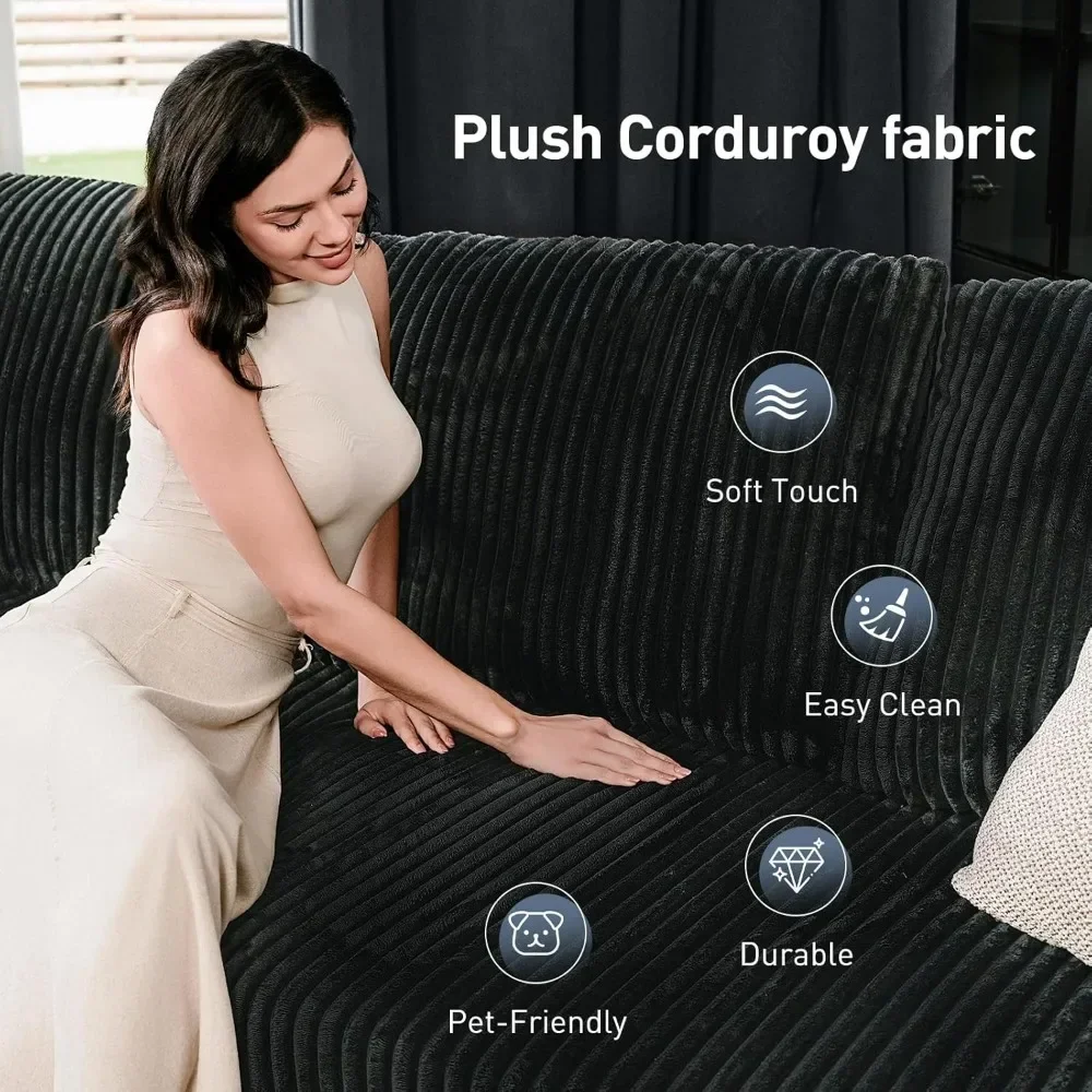 Sofá secional em nuvem de 105 ", sofá secional modular em forma de L com assento profundo, sofás desossados para sala de estar e quarto