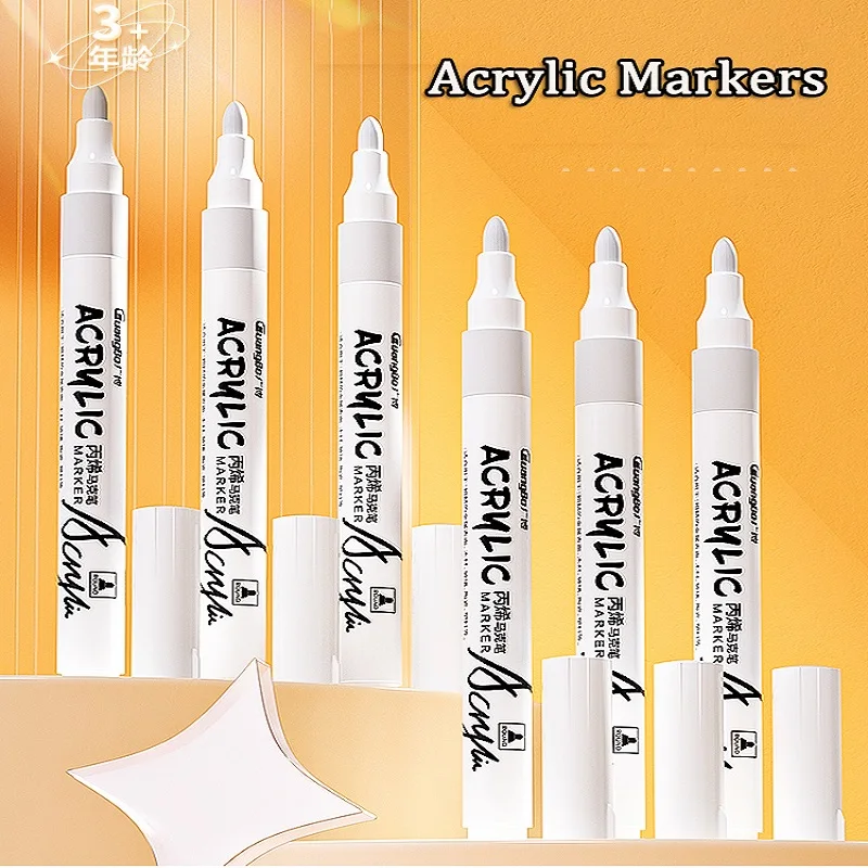 

Guangbo 1-4pcs White Marker Pen 2MM Waterproof Art Supplies Rotuladores for Graffiti Pens Tire Painting Notebook Tyre Tread