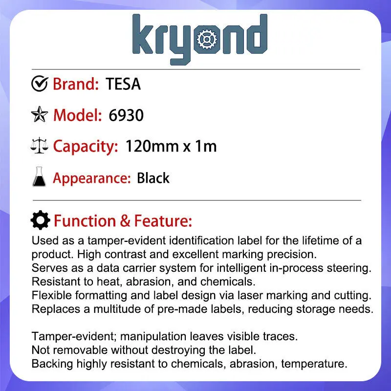 TESA 6930 Laser-Label 120mm x 1m High Performance Tape for Marking and Cutting