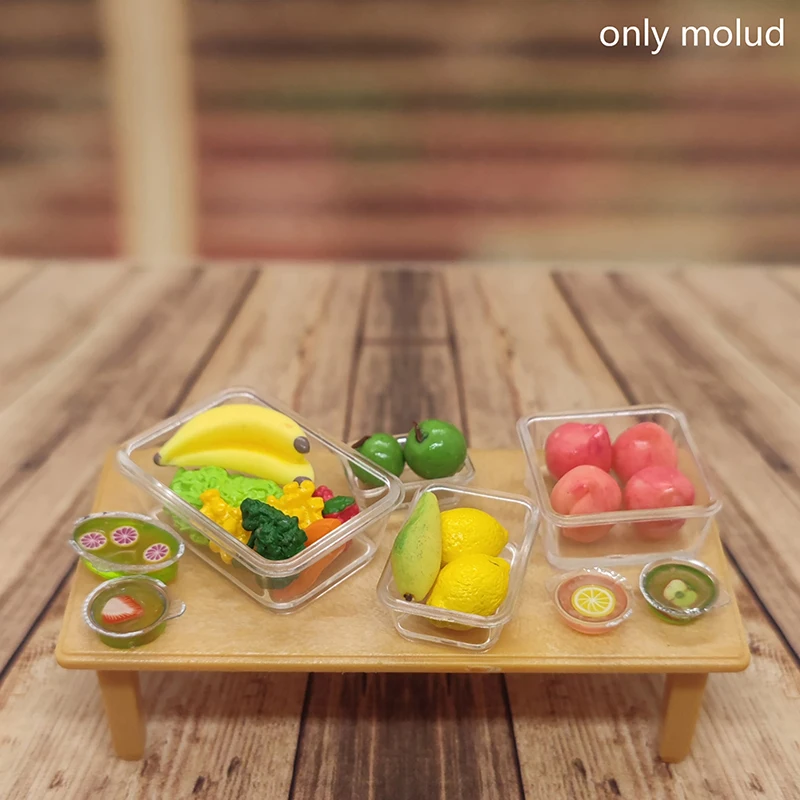 Miniatuur Poppenhuis Crispers Siliconen Mal Voedselcontainer Opbergdoos Doe-Het-Zelf-Vorm Poppen Huisaccessoires Kinderen Doen Alsof Ze Speelgoed