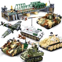 Sluban WW2 Military Plane City Warplane Fighting Airplane Vehicle Tank Sets Model Building Blocks Toys for Children Boys Gifts