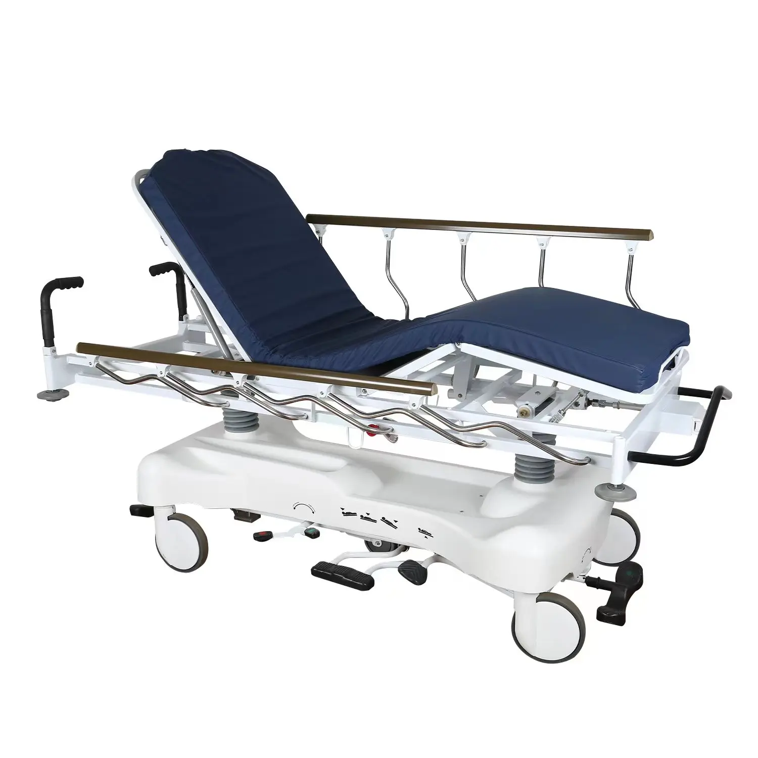 Hospital Luxuruious Hydraulic Rise-and-Fall Multi-functional Medical Emergence Ambulance Stretcher Cart