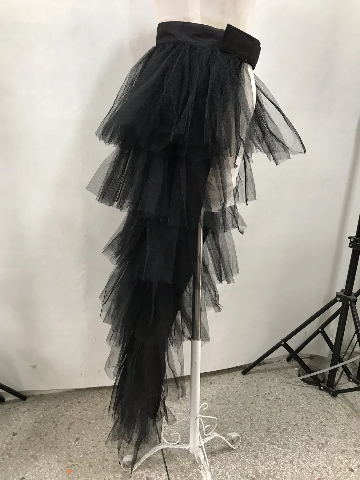 Bar club nocturno bailarina de Jazz ropa para el escenario DJ cantante Sexy disfraz de Gogo rojo negro gasa falda larga acampanada cola de malla