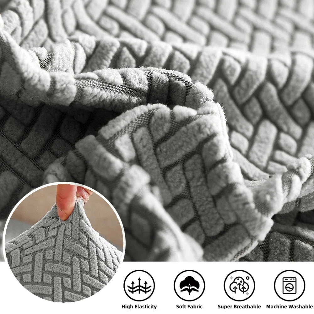 Elastic Sofa Cover for Living Room Jacquard Solid Sofa Seat Cover Grey Washable Seat Cushion Cover Furniture Protector Sectional