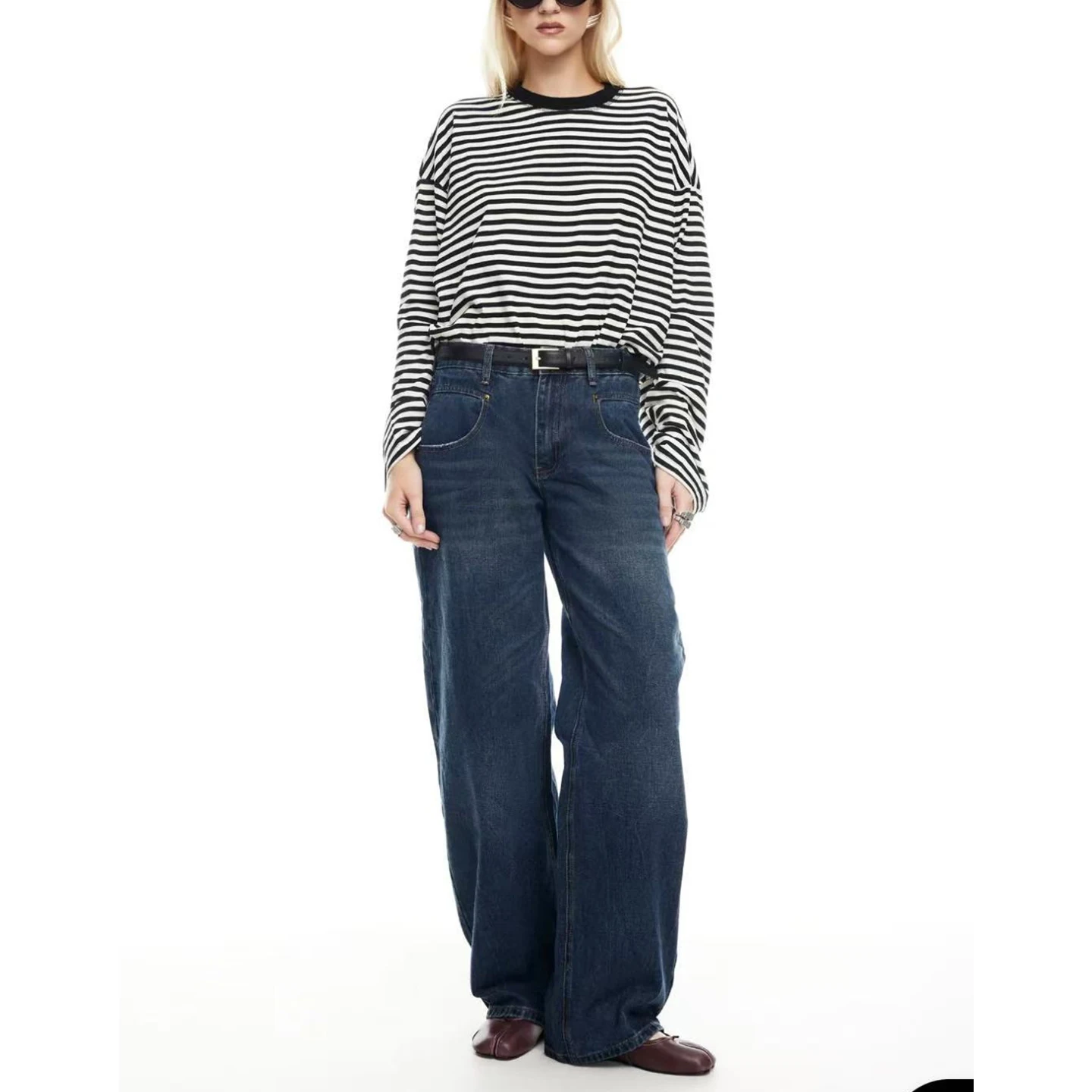 Cseta de Verano Nueva, Hoada, de Manga Larga, Cuello Redondo, a Rayas, Informal, Cómoda, Estilo Casual para Mujer, de Fi...