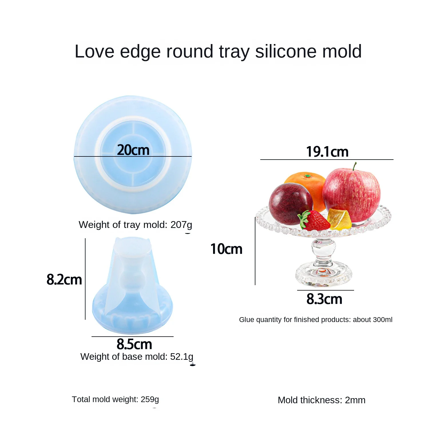 

Silicone mold with love edge made of epoxy resin can be used for fruit tray jewelry storage handicraft decoration