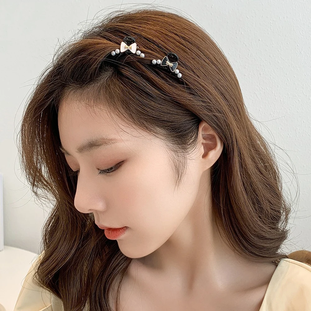 Exquisite Flower Pearl Hair Clip Mini Bow Hairpin Girl Sweet Side Bangs Clip Women Daily Party Casual Hair Accessories Headdress