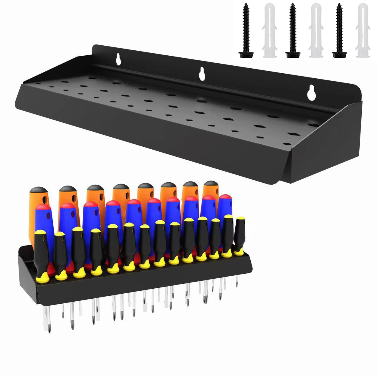 Screwdriver Organizer Metal Hammer Holder Plier Wall Mount Tool Organizer,Screwdriver Tool Storage Rack for Workshop,Home