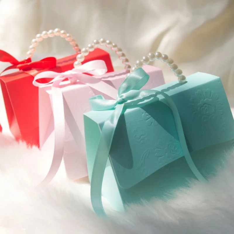 

Pearl Handheld Candy Box Wedding Companion Gift Personalized Creative Party Gift Easy Folding Handheld Wedding Candy Box