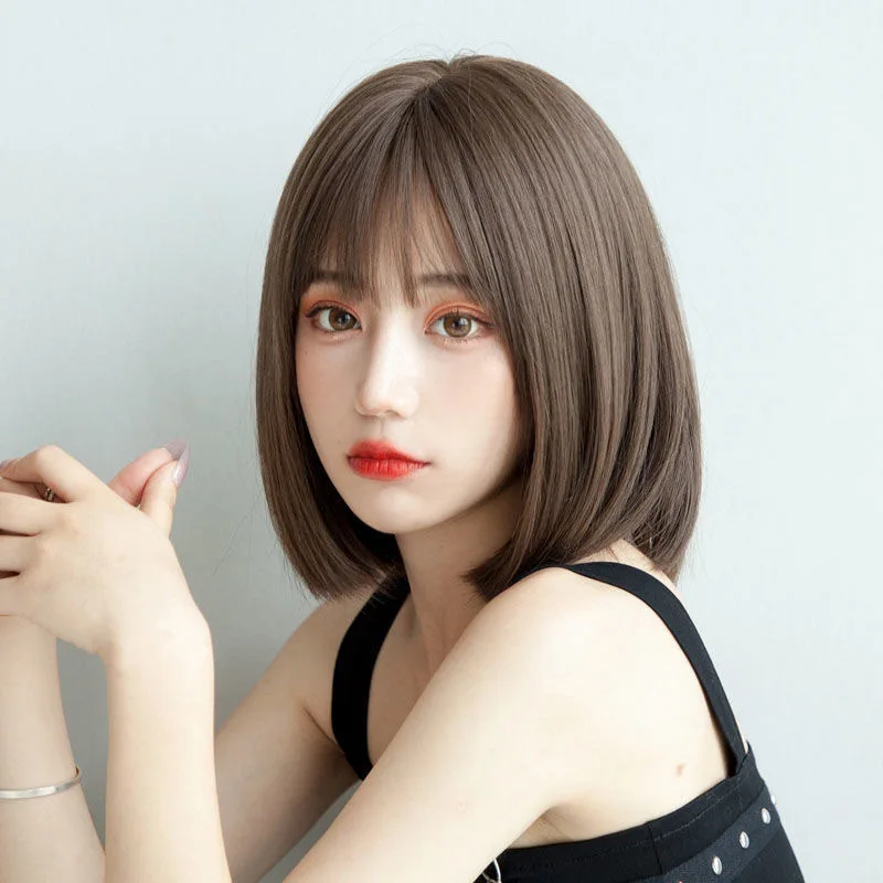 Bob female short hair fake Internet celebrity temperament student head Korean Bob full head cover round face collarbone hair