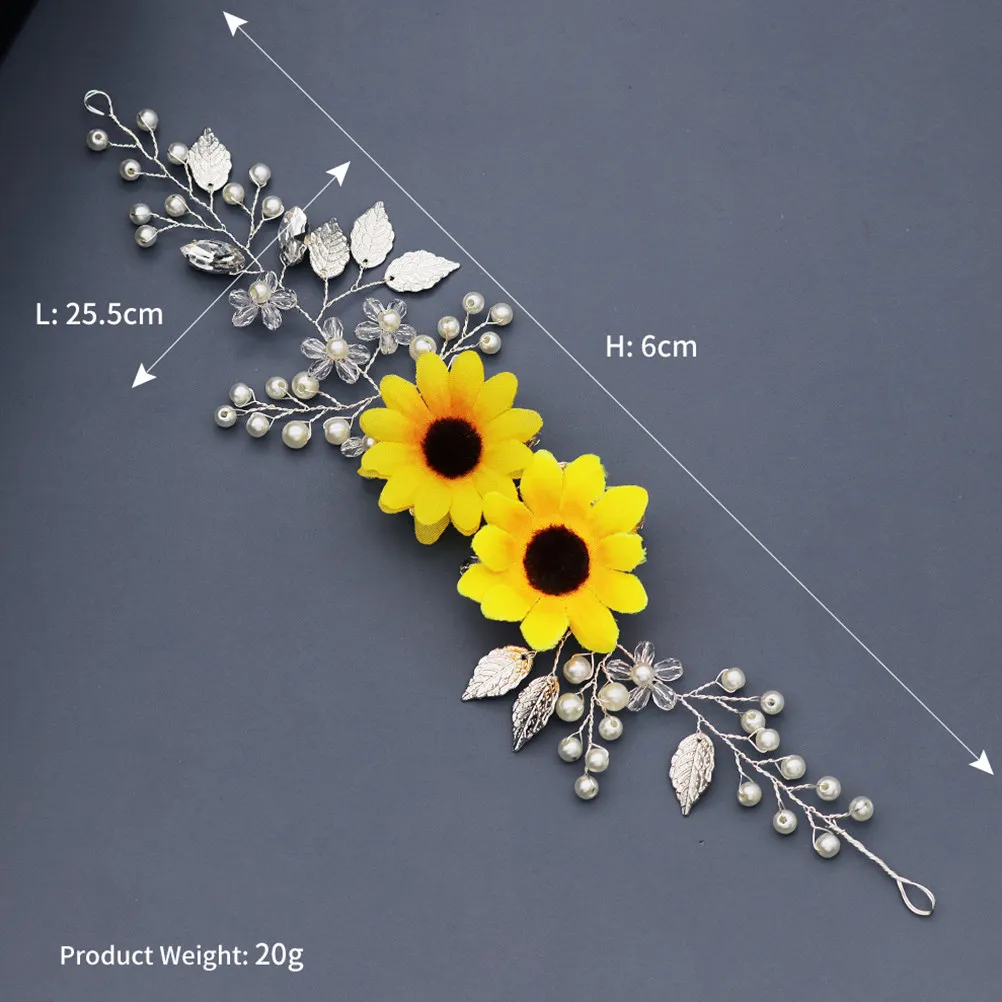 Sunflower Headband Silver Lightweight Non Slip Hairband for Wedding Party Performance Hair Accessory