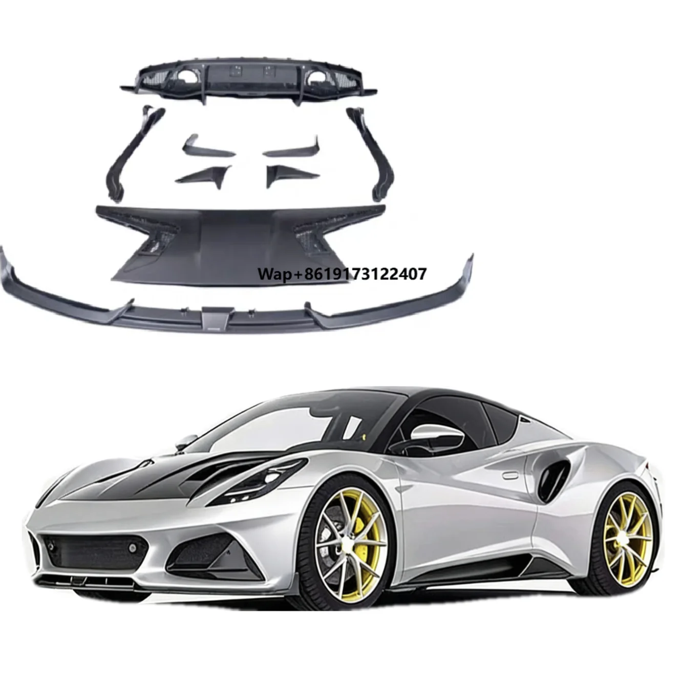 For Lotus Emira Upgrade PK Style Dry Carbon Fiber Body Kit Side Skirt of Front Shovel Cover air Knife Diffuser