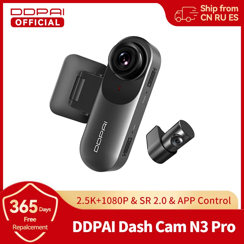 DDPAI Dash Camera Mola N3 Pro Car Cam Front and Rear Car Recorder 2.5K Car DVR Dash Camera Recorder GPS  24H Parking Monitor