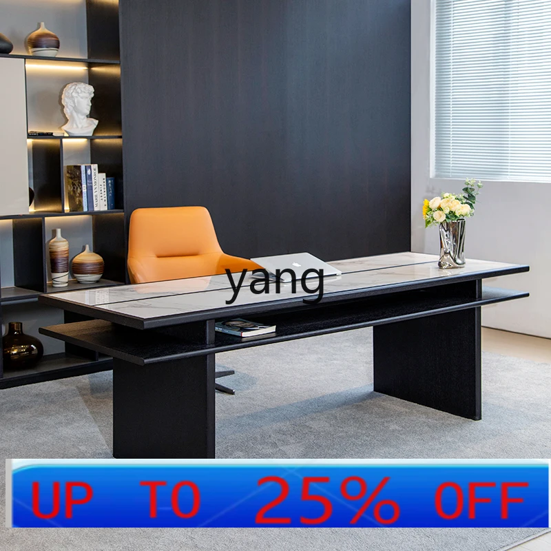 CX  minimalist rock slab desk light luxury modern double simple office computer desk workbench