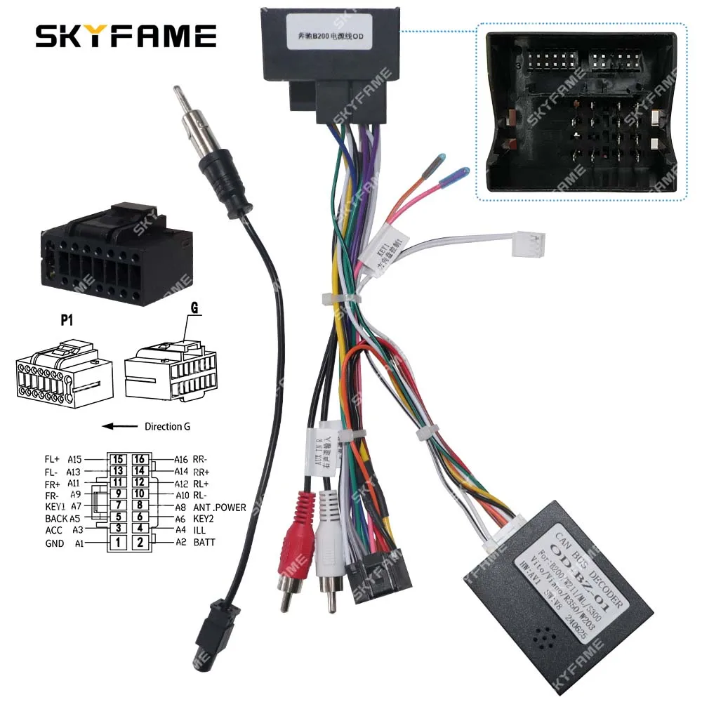 

SKYFAME For Benz B200 E-CLASS W211 W245 W164 W639 OD-BZ-01 Car Wiring Harness Adapter Canbus Box Android Radio Power Cable