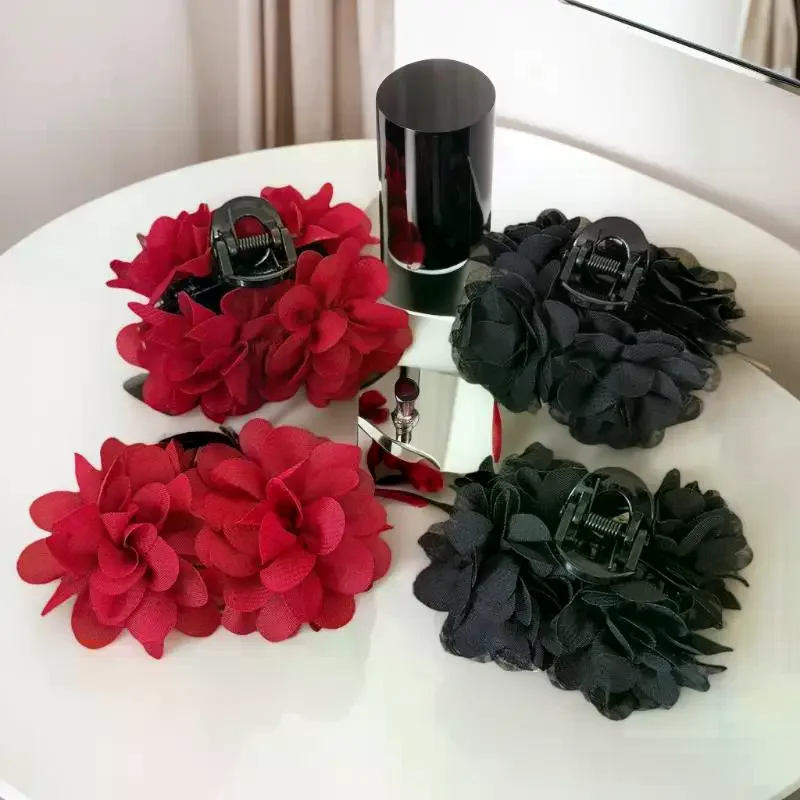 Rose Hair Claw Fabric Elegant Ponytail Clip Sweet Flower Crab Claw Headdress Women Hair Accessories Fashion Gift Trendy Jewelry