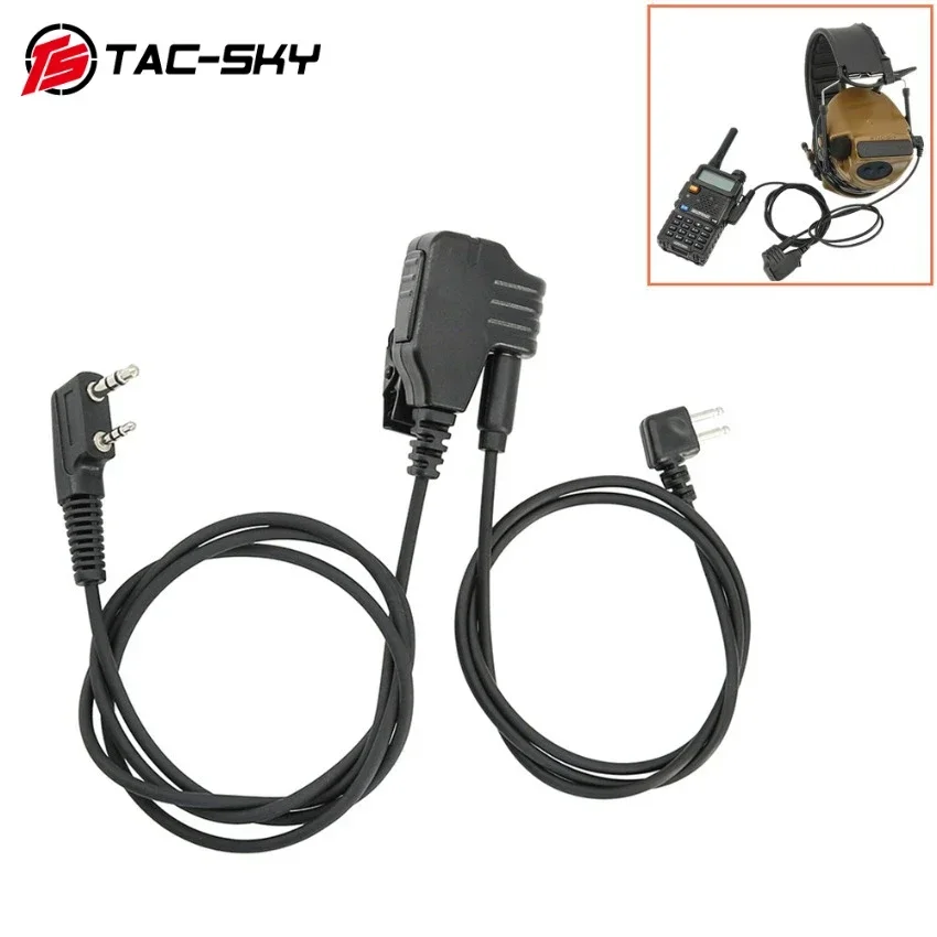 Adaptador de auriculares tácticos TAC-SKY, micrófono a enchufe Ken para Baofeng Walkie Talkie y Comtac IPSC, protección auditiva, auriculares de tiro