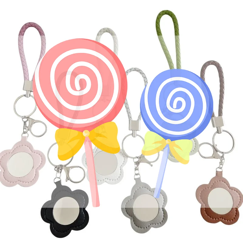 Premium PU Leather Flower Keychain Multicolor Sturdy Braided Wrist Strap Anti-lost for Car Key Handbag Hanging Decor