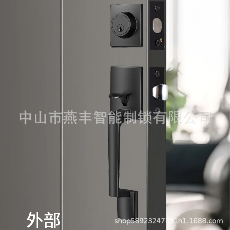 Zinc Alloy Deadbolt Lock for Wooden Doors Mechanical Door Lock for Hotels Indoor Room Door Lock for US Style Large Handle